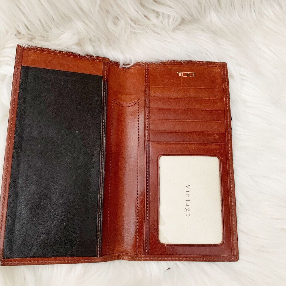 Vintage Tumi Brown Leather Men's Wallet - Brown/Black